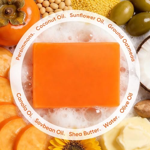 Natural Persimmon Soap Bar 3-Pack for Body Odor Control - Targets Old People Smell & Persistent Odors, Unisex Deodorant Soap for Sensitive Skin - Women & Men - görsel 4