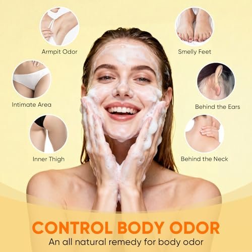 Natural Persimmon Soap Bar 3-Pack for Body Odor Control - Targets Old People Smell & Persistent Odors, Unisex Deodorant Soap for Sensitive Skin - Women & Men - görsel 8