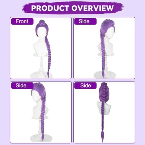 AD ADASTONE Long Purple Braid Wig - 24 Inch Clip-In Ponytail Extension, Synthetic Mermaid Hair for Cosplay & Halloween Avelisse