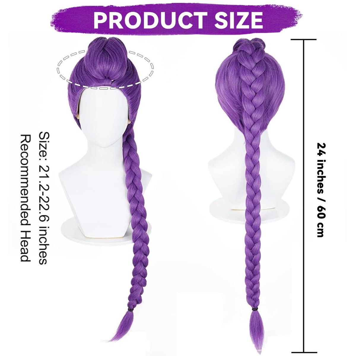 AD ADASTONE Long Purple Braid Wig - 24 Inch Clip-In Ponytail Extension, Synthetic Mermaid Hair for Cosplay & Halloween Avelisse