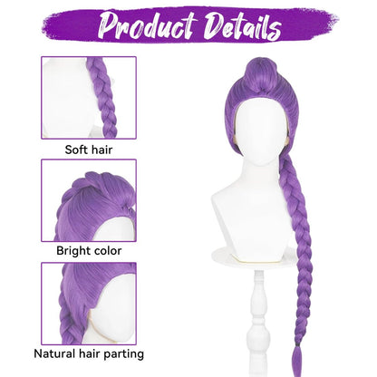 AD ADASTONE Long Purple Braid Wig - 24 Inch Clip-In Ponytail Extension, Synthetic Mermaid Hair for Cosplay & Halloween Avelisse
