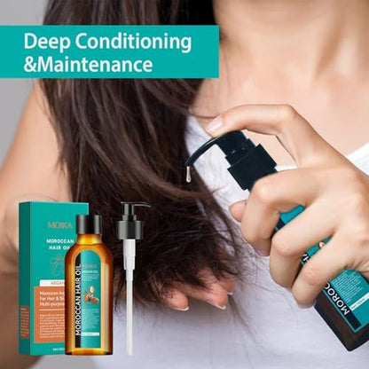 TRIMYFITER Moroccan Argan Oil Hair Serum - Natural Treatment for Frizzy, Dry, Damaged, Curly Hair with Heat Protectant Avelisse