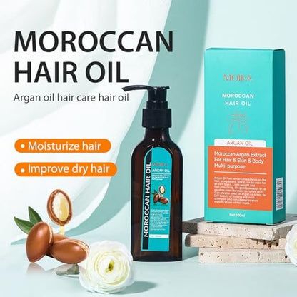 TRIMYFITER Moroccan Argan Oil Hair Serum - Natural Treatment for Frizzy, Dry, Damaged, Curly Hair with Heat Protectant Avelisse