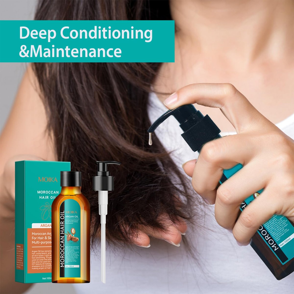 TRIMYFITER Moroccan Argan Oil Hair Serum - Natural Treatment for Frizzy, Dry, Damaged, Curly Hair with Heat Protectant Avelisse