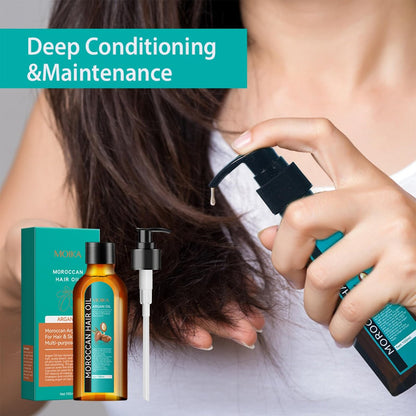 TRIMYFITER Moroccan Argan Oil Hair Serum - Natural Treatment for Frizzy, Dry, Damaged, Curly Hair with Heat Protectant Avelisse