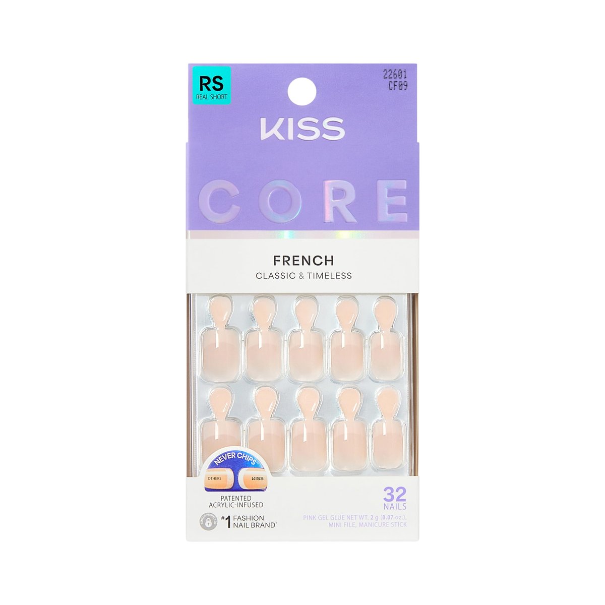 KISS CORE Press On Nails - 'Your Moment' Pink, Real Short Squoval Shape, 32 Nails with Glue & Tools - görsel 1