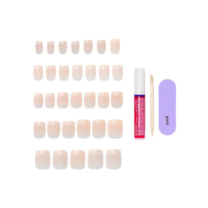 KISS CORE Press On Nails - 'Your Moment' Pink, Real Short Squoval Shape, 32 Nails with Glue & Tools