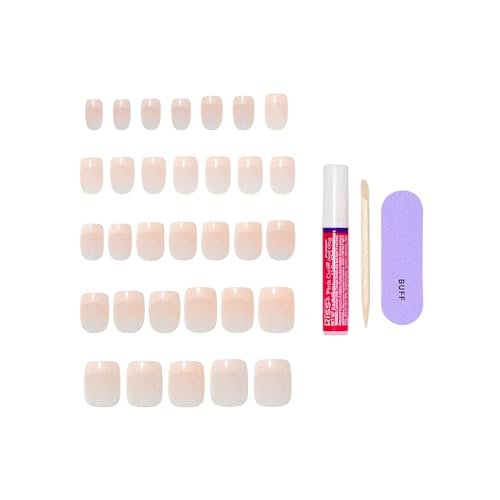 KISS CORE Press On Nails - 'Your Moment' Pink, Real Short Squoval Shape, 32 Nails with Glue & Tools - görsel 8