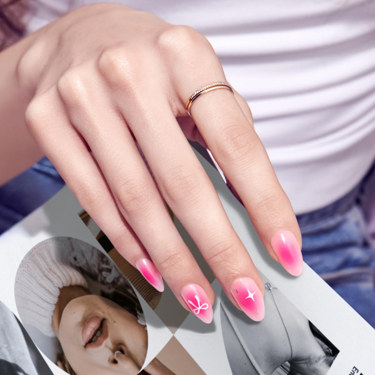 Kiss Core Press On Nails 'My Time' - Pink Almond Medium, 32 Nails with Glue, File & Stick - görsel 5