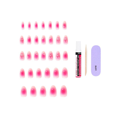 Kiss Core Press On Nails 'My Time' - Pink Almond Medium, 32 Nails with Glue, File & Stick