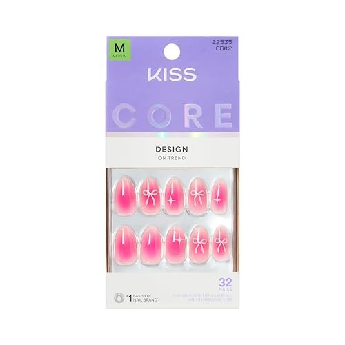 Kiss Core Press On Nails 'My Time' - Pink Almond Medium, 32 Nails with Glue, File & Stick - görsel 2