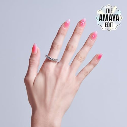Kiss Core Press On Nails 'My Time' - Pink Almond Medium, 32 Nails with Glue, File & Stick