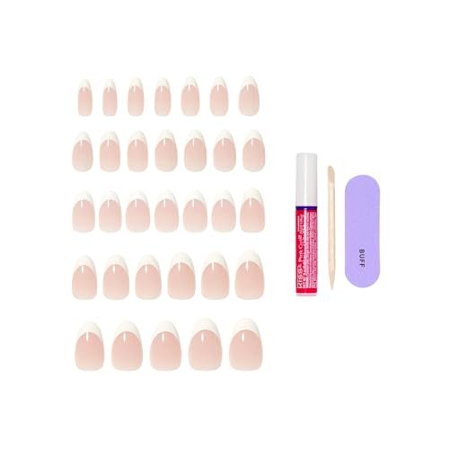 KISS CORE Press On Nails - Curiosity White Medium Almond - 32 Nails with Glue, File & Stick - görsel 8