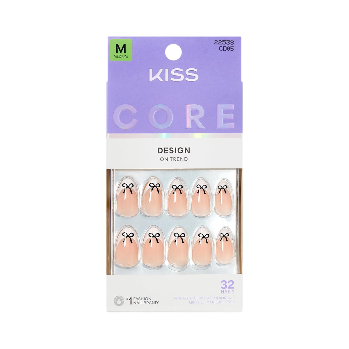 KISS Core Press On Nails 'Our Moment' - Beige Almond Medium 32-Piece Set with Glue & Tools Avelisse