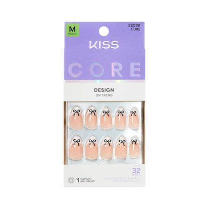 KISS Core Press On Nails 'Our Moment' - Beige Almond Medium 32-Piece Set with Glue & Tools Avelisse