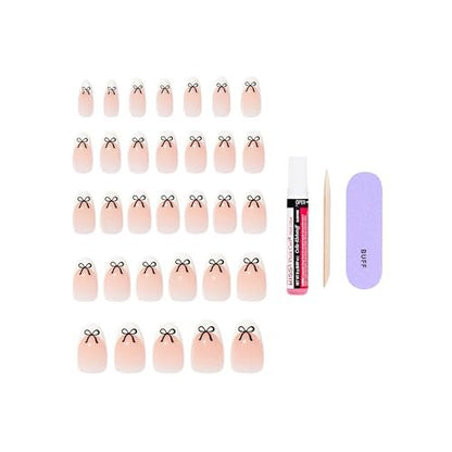 KISS Core Press On Nails 'Our Moment' - Beige Almond Medium 32-Piece Set with Glue & Tools Avelisse
