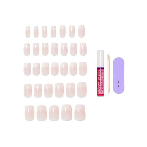 KISS Core Press On Nails - Scenario Pink Medium Squoval - 32 Nails with Glue & Tools Avelisse