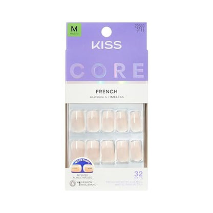 KISS Core Press On Nails - Scenario Pink Medium Squoval - 32 Nails with Glue & Tools Avelisse