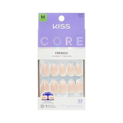 KISS Press On Nails 'Burble' - Pink Almond Medium - 32 Nails with Glue & Tools Avelisse