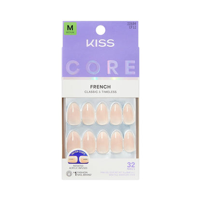 KISS Press On Nails 'Burble' - Pink Almond Medium - 32 Nails with Glue & Tools Avelisse