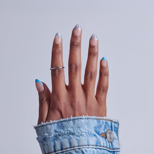 KISS Core Press On Nails 'Tune' – Short Almond Shape, Blue, 32 Nails with Glue & Tools Avelisse