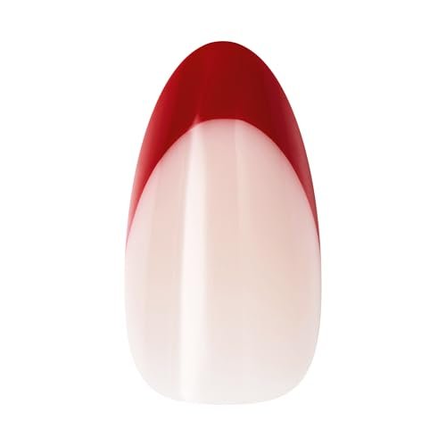 KISS Press On Nails 'Optimistic' - Red Almond Medium Size with Glue & Tools Avelisse