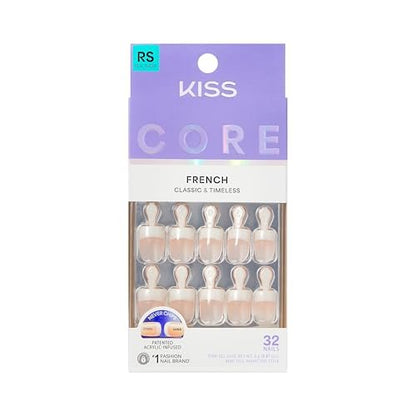 KISS I Wish Press On Nails - Real Short Square White Acrylic Nails with Glue (32 Pcs)