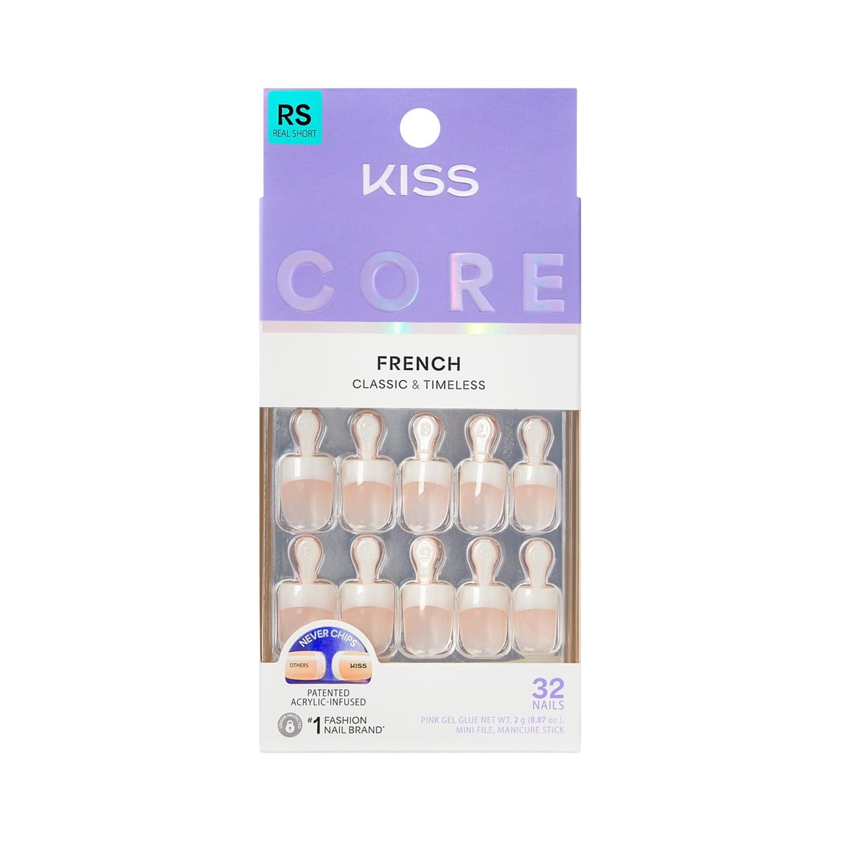 KISS I Wish Press On Nails - Real Short Square White Acrylic Nails with Glue (32 Pcs) - görsel 1