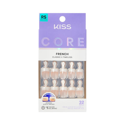 KISS I Wish Press On Nails - Real Short Square White Acrylic Nails with Glue (32 Pcs)