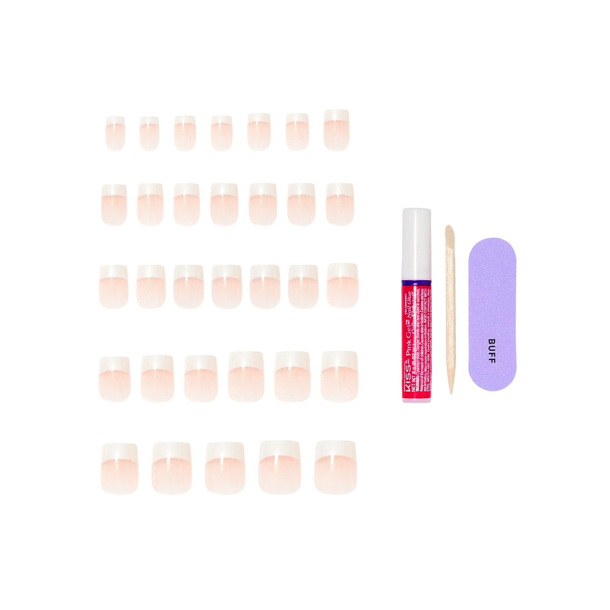 KISS I Wish Press On Nails - Real Short Square White Acrylic Nails with Glue (32 Pcs) - görsel 7