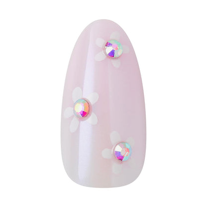 KISS Glam Press On Nails - Breeze of Bliss White Almond Medium - 32 Nails with Glue, File & Stick Avelisse