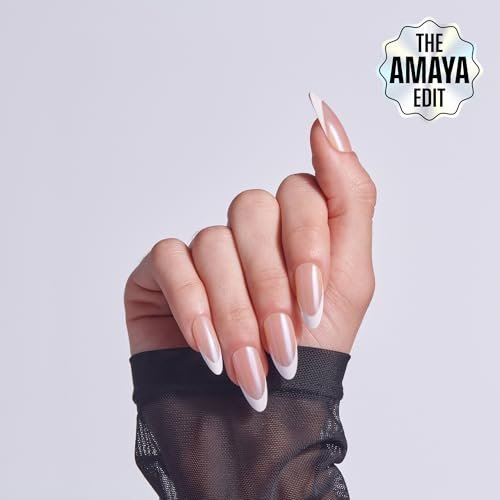 KISS Core Press On Nails 'Fascinating' - Long Almond White Acrylic Nails with Glue (32 Nails) - görsel 4