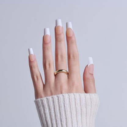 KISS CORE Press On Nails 'Every Minute' - White, Long Square Shape, 32 Nails + Glue & Tools