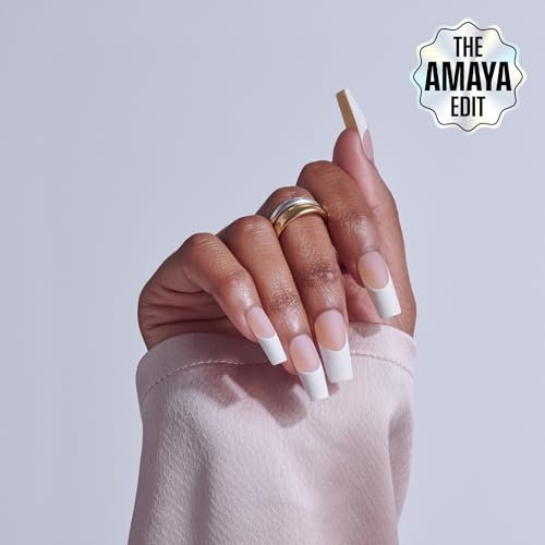 KISS CORE Press On Nails 'Every Minute' - White, Long Square Shape, 32 Nails + Glue & Tools - görsel 4