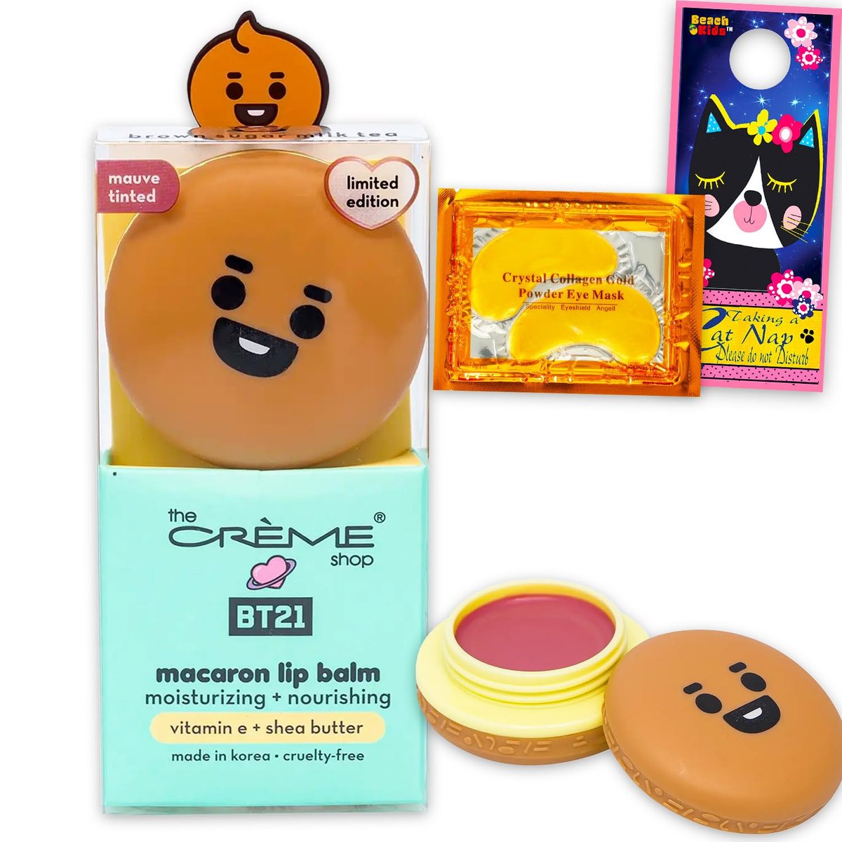 The Creme Shop x BT21 Lip Balm Set – 2 Tinted Shooky Macaron Lip Balm Pots with Vitamin E & Shea Butter - görsel 1