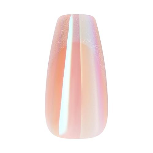 KISS Glam Press On Nails 'Dusk Mirage' - Beige Coffin Nails, Medium Size, 32 Pieces with Glue, Manicure Stick & Mini File Avelisse