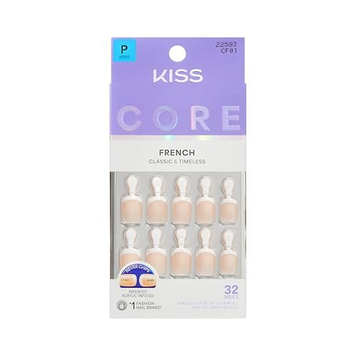 KISS CORE Press On Nails - 'Perfection' White Petite Squoval - 32 Nails with Glue, File & Stick - görsel 2