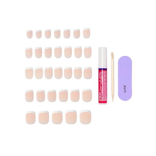 KISS CORE Press On Nails - 'Perfection' White Petite Squoval - 32 Nails with Glue, File & Stick - görsel 8
