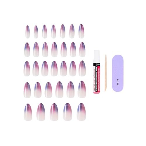 KISS Core Press On Nails 'Twinkling Stars' - Purple Long Almond Shape, 32 Nails with Glue & Tools - görsel 7