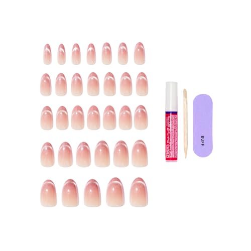 KISS Glam Press On Nails 'Stardust Wonder' - Medium Almond, Pink, 32 Nails with Glue & Tools - görsel 8