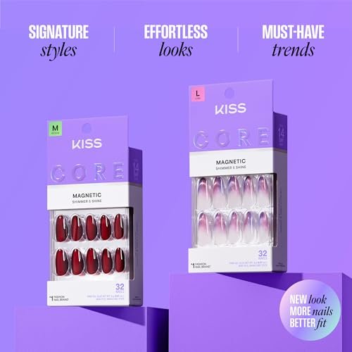 KISS Core Press On Nails – Patchouli, White, Medium Almond, 32 Nails + Glue - görsel 11