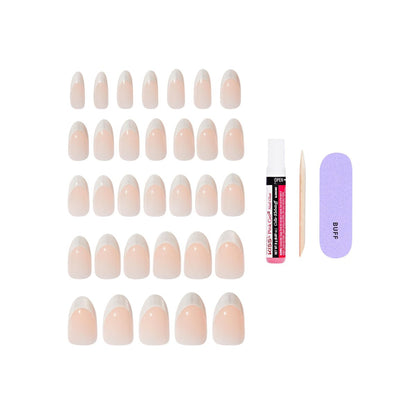 KISS Core Press On Nails – Patchouli, White, Medium Almond, 32 Nails + Glue