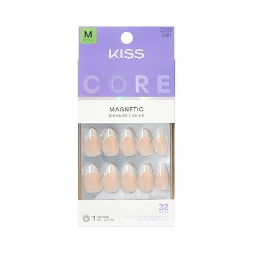 KISS Core Press On Nails – Patchouli, White, Medium Almond, 32 Nails + Glue - görsel 2