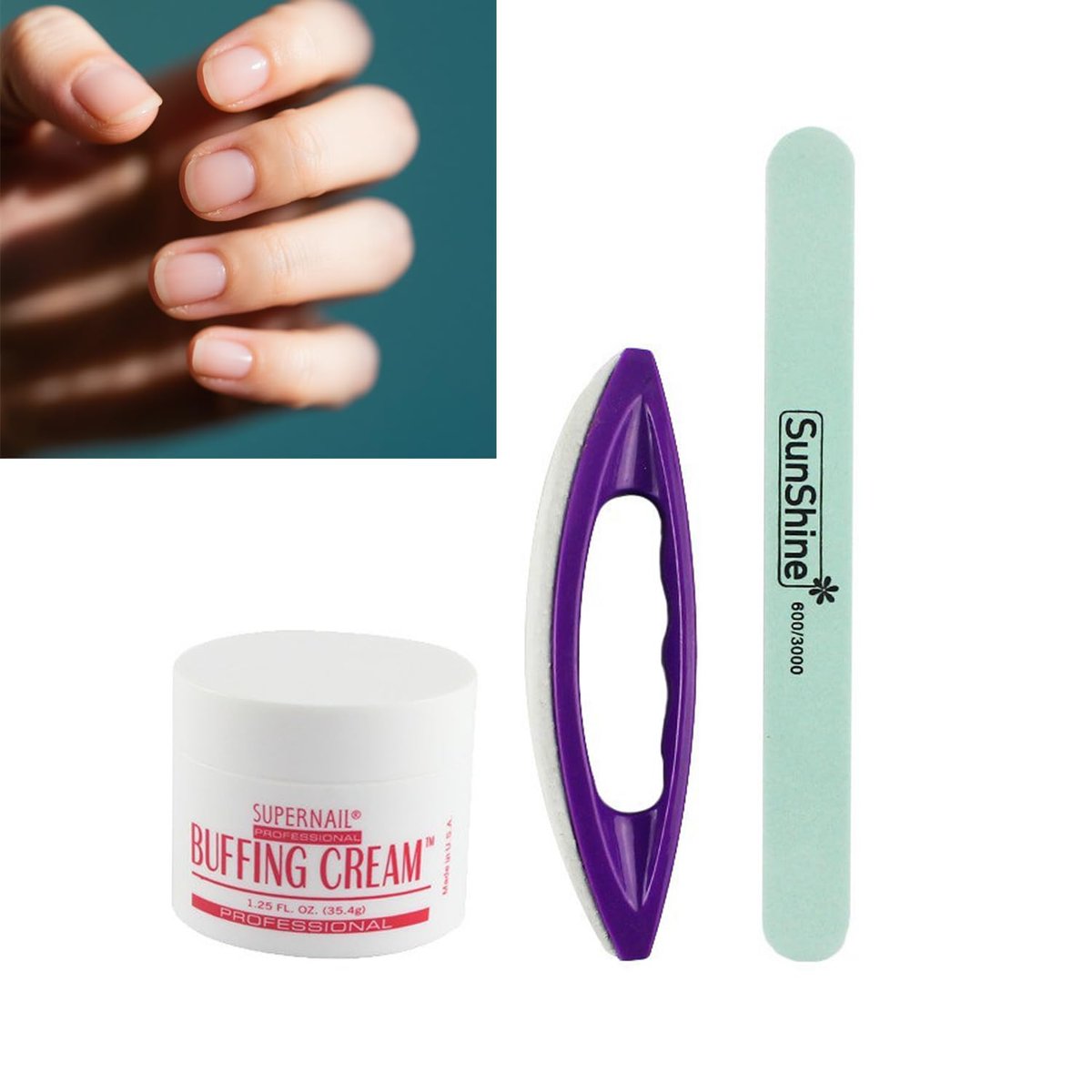 CXYNDFA Nail Buffer and Shine Kit - Professional Manicure Set with Fingernail Buffer Block and Buffing Cream for Natural Nails Avelisse