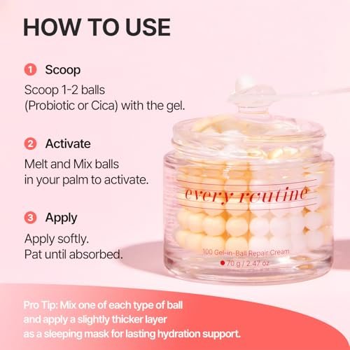 every routine 100 Gel-in-Ball Repair Cream – Hydrating Burst Gel-Ball Moisturizer for Barrier Repair, Plumping & Soothing Daily Facial Cream with Cica and Hyaluronic Complex (70 g / 2.47 oz) - görsel 12
