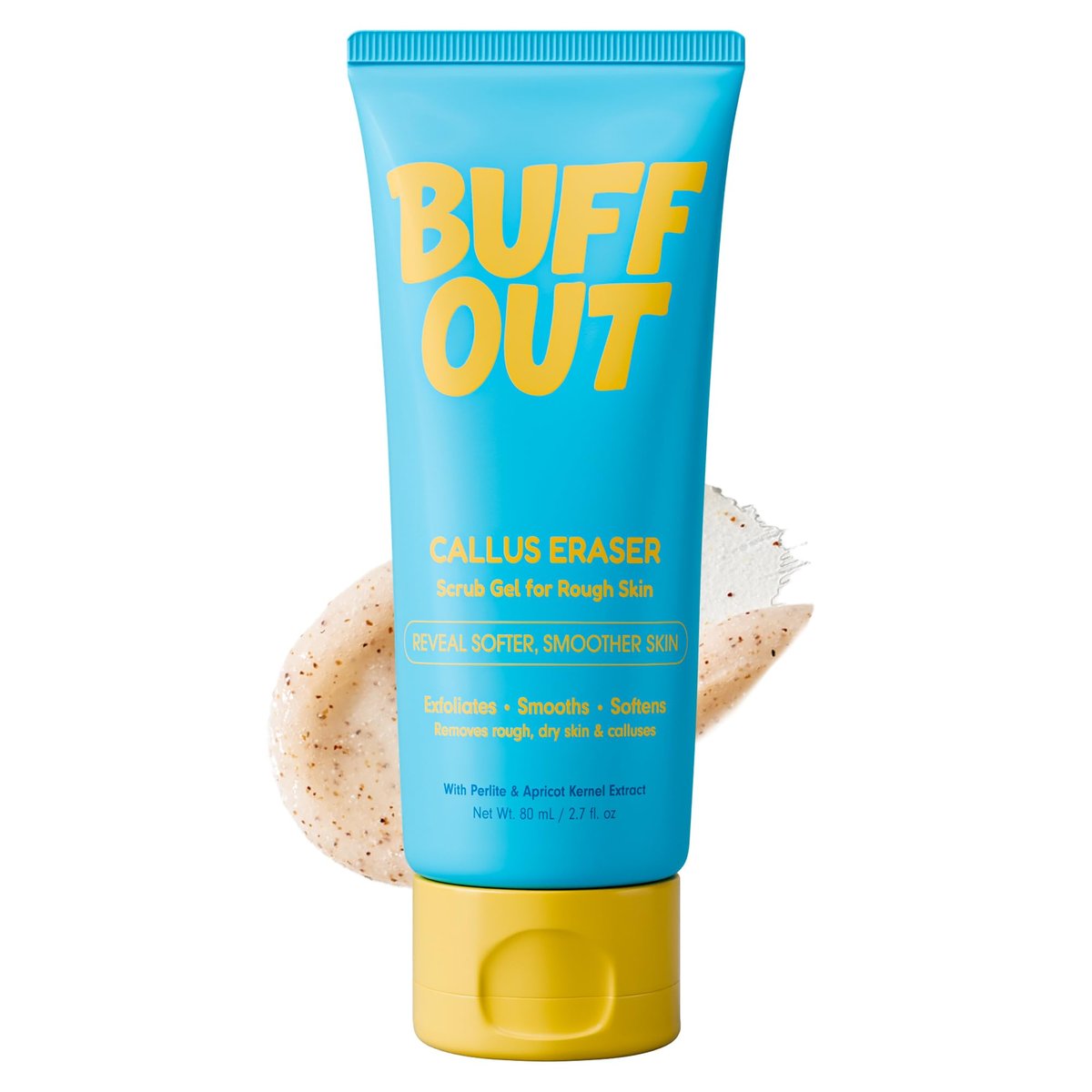 BUFFOUT Callus Eraser Exfoliating Gel – Dead Skin Remover for Feet, Heels, Elbows & Knees with Perlite & Apricot Seed Powder (2.7 Fl Oz) Avelisse