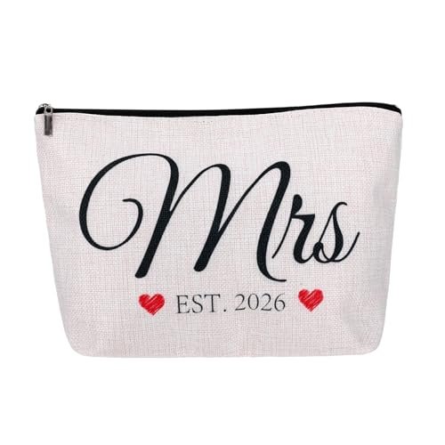 ShioShin Future Mrs Makeup Bag - White Canvas Bride Cosmetic Bag for Wedding Bridal Shower Gifts, Bachelorette Party Accessories, Engagement Bridesmaid Proposal Gifts - görsel 2