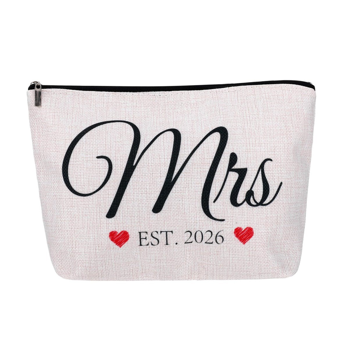 ShioShin Future Mrs Makeup Bag - White Canvas Bride Cosmetic Bag for Wedding Bridal Shower Gifts, Bachelorette Party Accessories, Engagement Bridesmaid Proposal Gifts - görsel 1
