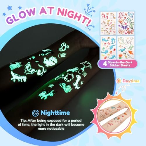 Bledras Temporary Glitter Tattoo Kit for Kids – 36 Colors Arts Glitter Make Up Set with 6 Glow in the Dark Glitter Gels, Skin-Friendly Body Art for Birthday & Christmas Party Gifts for Girls & Boys Avelisse