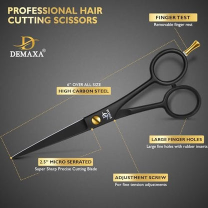 Professional 6.5 Inch Hair Scissors with Comb – Premium High Carbon Stainless Steel Barber Shears for Salon & Home Use, Ergonomic Super-Sharp Hair Cutting Shears for Women